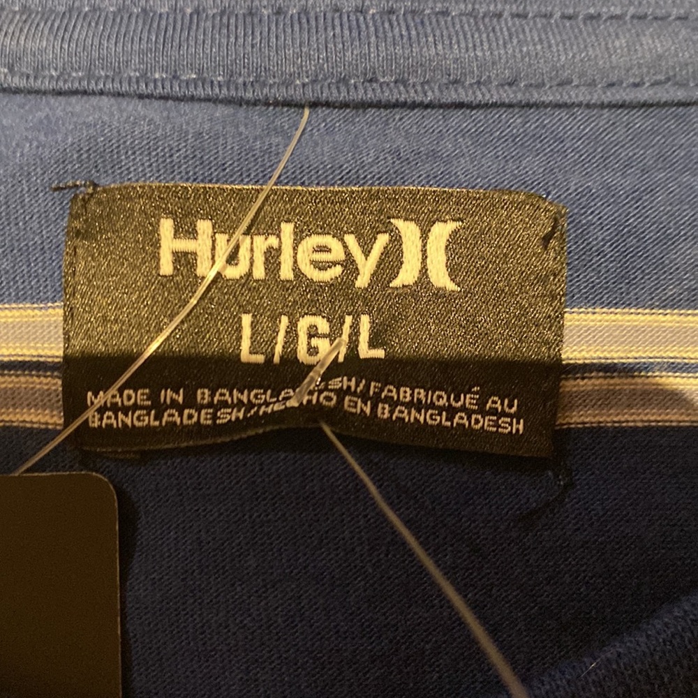 Men’s Hurley T-shirt Size Large Navy Blue with Gray and White Stripes NWT - Picture 6 of 6